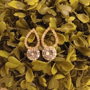 Rose gold tone and crystal earrings
